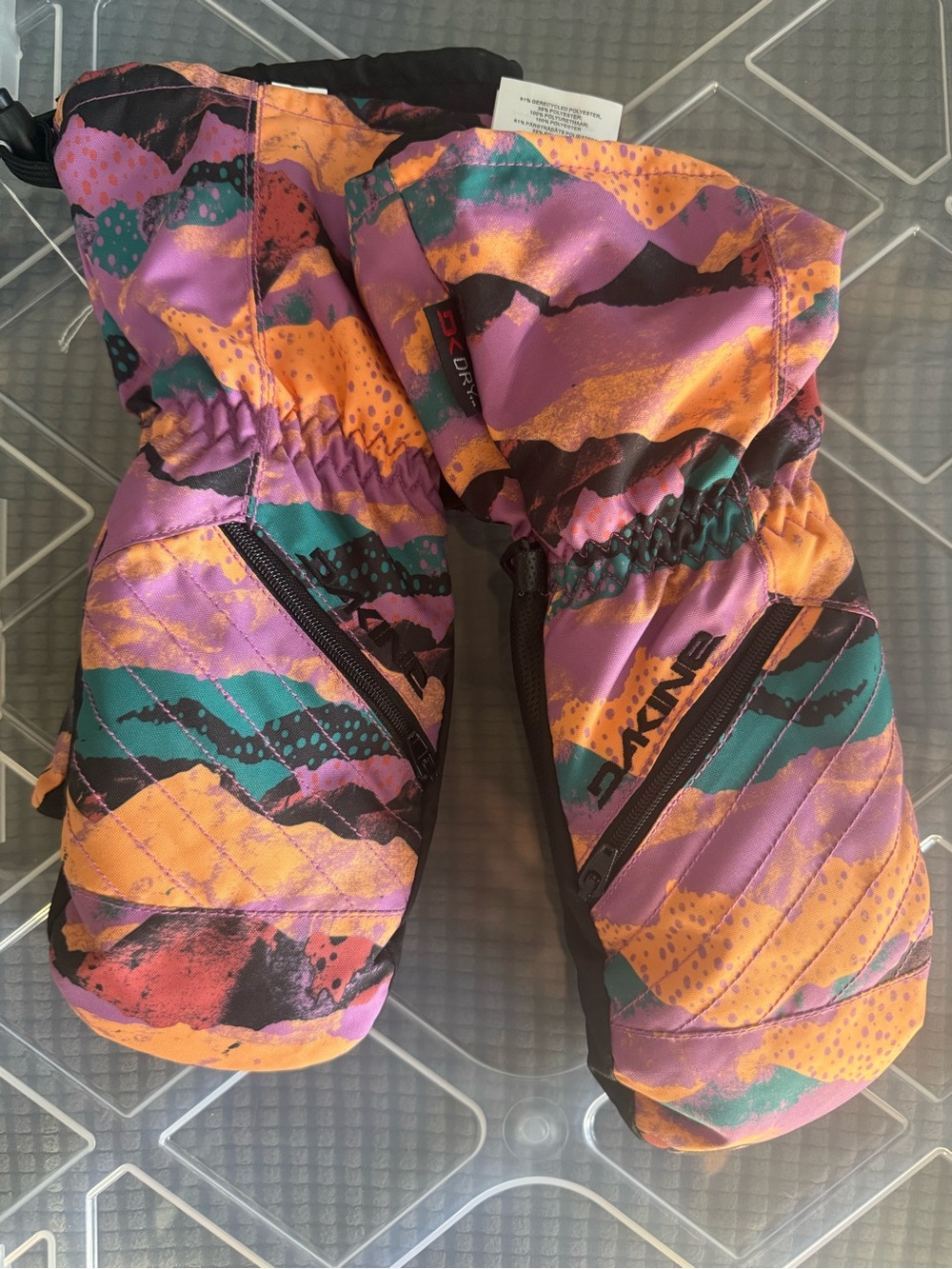 Dakine Kids Purple, Orange & Teal Patterned Mittens